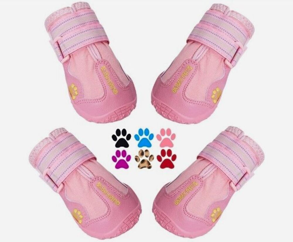 Pink Dog Boots Size 6 Paw Protectors Shoes Waterproof Reflective 52-65 lbs NIB